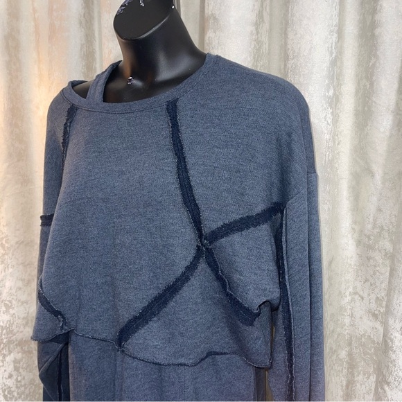 Blue Long Sleeve Raglan Crew Neck Dress 2pc - Picture 3 of 9